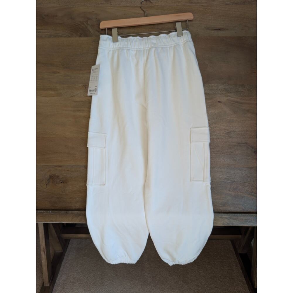 Athleta Terry Cargo Jogger Pants Women XS White Heavyweight Drawstring Waist NWT - Picture 2 of 4